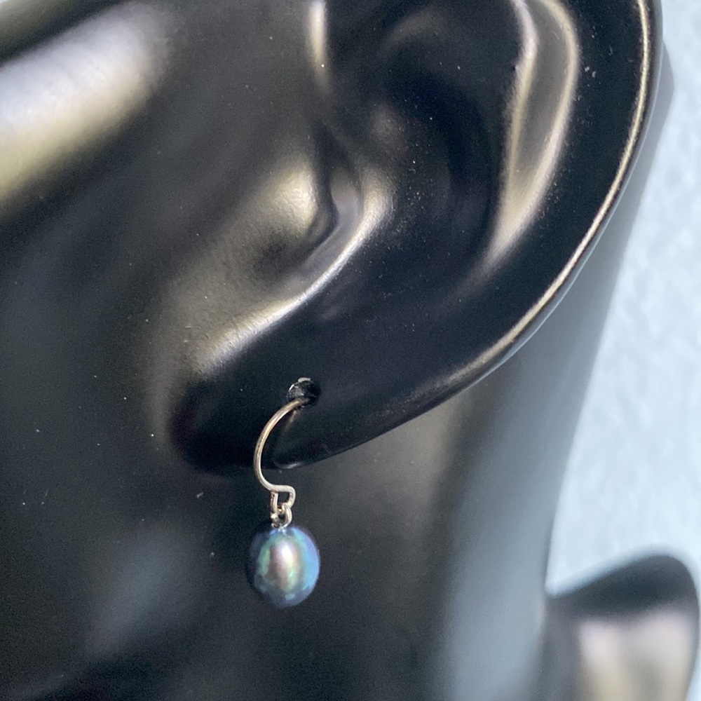 New from Macy's Sterling Silver and Blue Faux Pearl Pendant Earrings